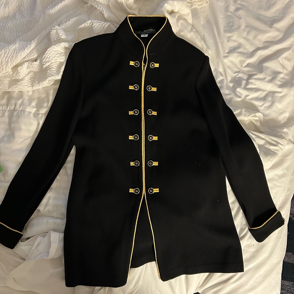 St. John Collection Black Military Jacket with Gold Trim